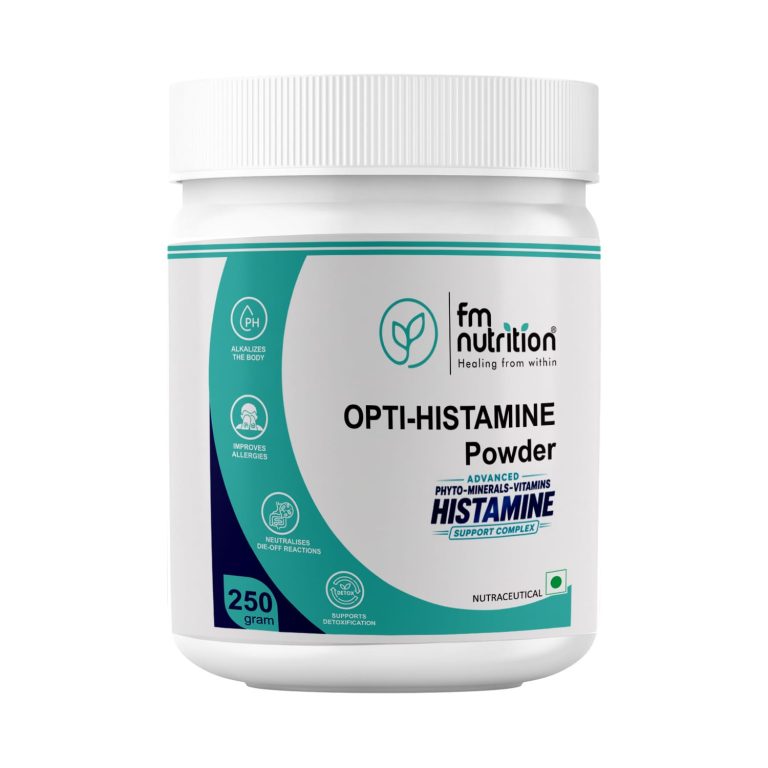 FMN Opti-Histamine — natural histamine stabiliser powder with NAC, bromelain and stinging nettle for allergy relief, die-off support and immune health