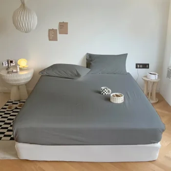 TerreNue’s Grounding King Size Bedsheets & Pillow Cover (Grey)