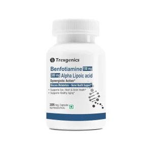 Benfotiamine 150mg and Alpha Lipoic Acid 300mg veg capsules bottle — nerve and metabolic support supplement