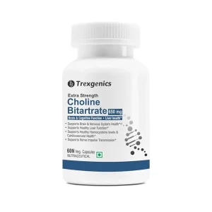 Choline Bitartrate 650mg veg capsules bottle — brain, liver and cognitive support supplement