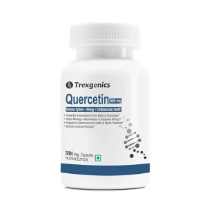 Quercetin 500mg veg capsules bottle — natural bioflavonoid antioxidant supplement for allergy and immune support